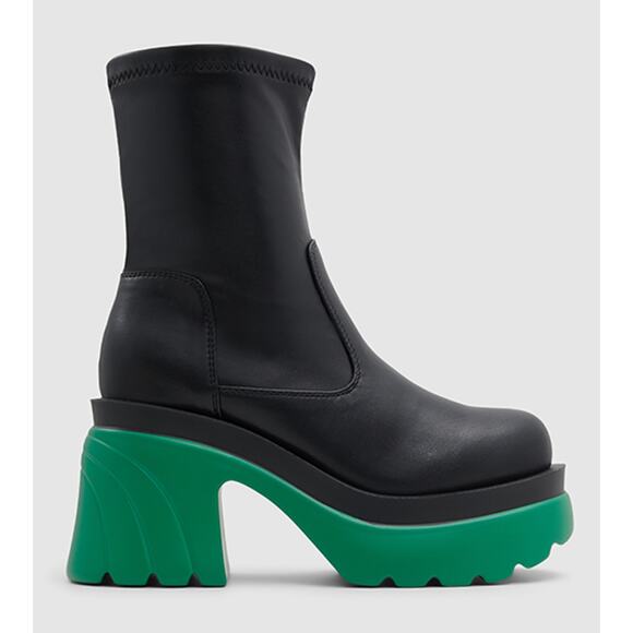 Call it Spring AARYANA Platform Boots 5 Black Green NWOT Chunky Heel 90s Y2K - Picture 1 of 10